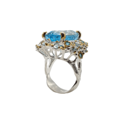 Inel argint cu blue topaz si cz - Madammi.ro