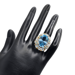 Inel argint cu blue topaz si cz - Madammi.ro