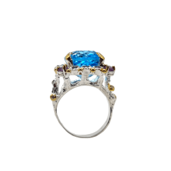 Inel argint cu topaz albastru 30ct, ametist si cz - Madammi.ro