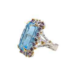 Inel argint cu topaz albastru 30ct, ametist si cz - Madammi.ro