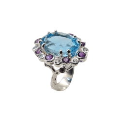 Inel din argint cu topaz albastru 23ct - Madammi.ro