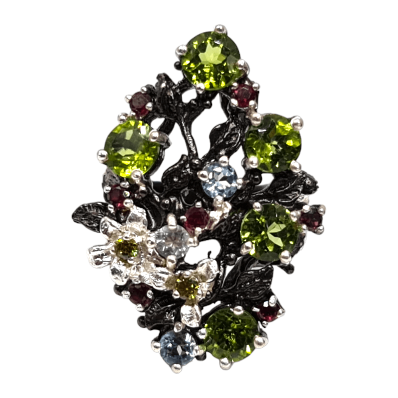 Inel din argint cu peridot, topaz, rodolit si cz - Madammi.ro Inel din argint cu peridot, topaz, rodolit si cz - Madammi.ro