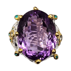 Inel argint cu ametist 24ct si topaz  - Madammi.ro