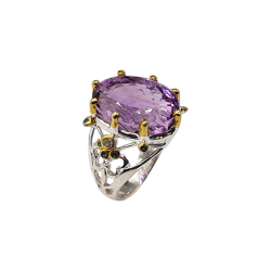 Inel argint cu ametist 24ct si topaz  - Madammi.ro