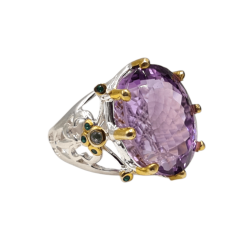 Inel argint cu ametist 24ct si topaz  - Madammi.ro