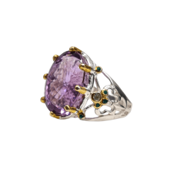 Inel argint cu ametist 24ct si topaz  - Madammi.ro