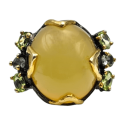 Inel argint cu opal galben, turmalina si peridot - Madammi.ro