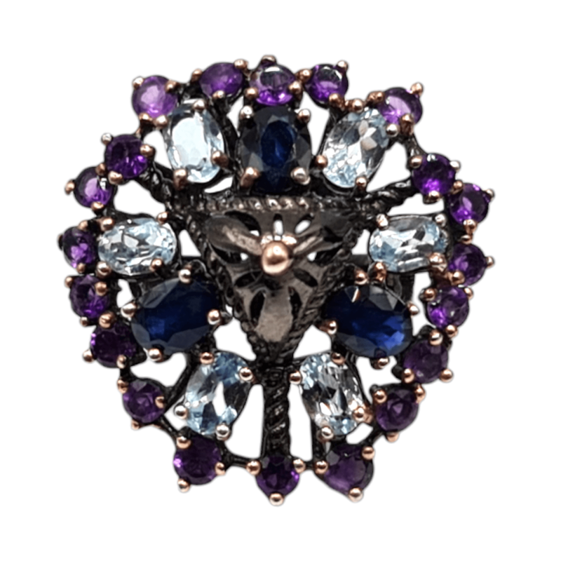 Inel argint cu safir albastru, topaz si ametist - Madammi.ro Inel argint cu safir albastru, topaz si ametist - Madammi.ro