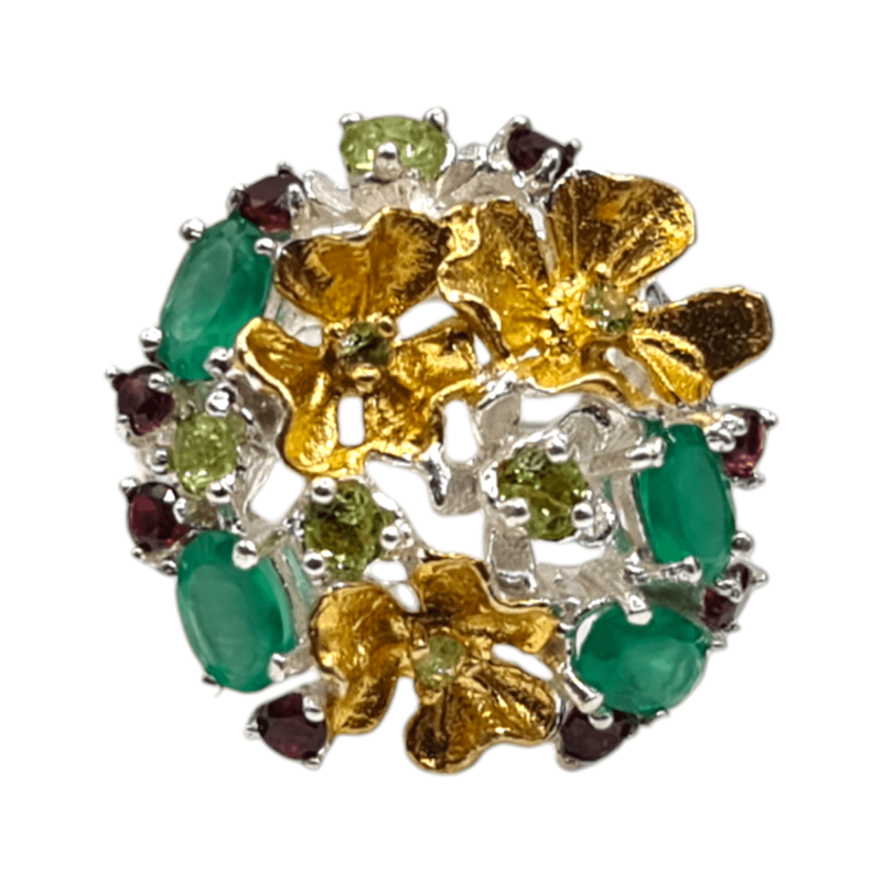 Inel din argint cu onix verde, peridot, rodolit si cz - Madammi.ro Inel din argint cu onix verde, peridot, rodolit si cz - Madammi.ro