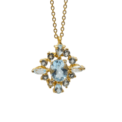 Colier argint cu topaz albastru - Madammi.ro