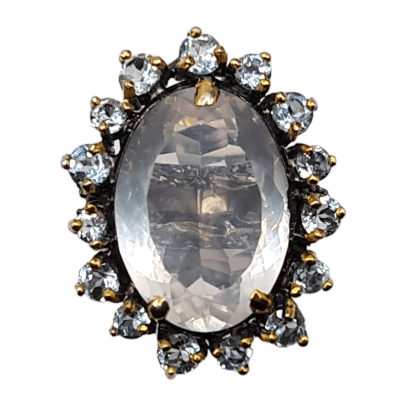 Inel argint cu cuart roz si topaz - Madammi.ro Inel argint cu cuart roz si topaz - Madammi.ro