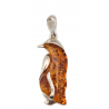 Pandantiv din argint cu montura de chihlimbar si cubic zirconia - pinguin