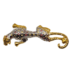 Brosa din argint cu safir si crom diopsid-Jaguar - Madammi.ro