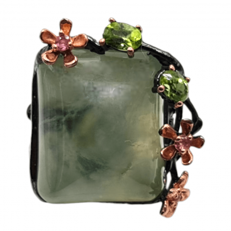 Inel argint cu prehnit, peridot si turmalina - Madammi.ro Inel argint cu prehnit, peridot si turmalina - Madammi.ro
