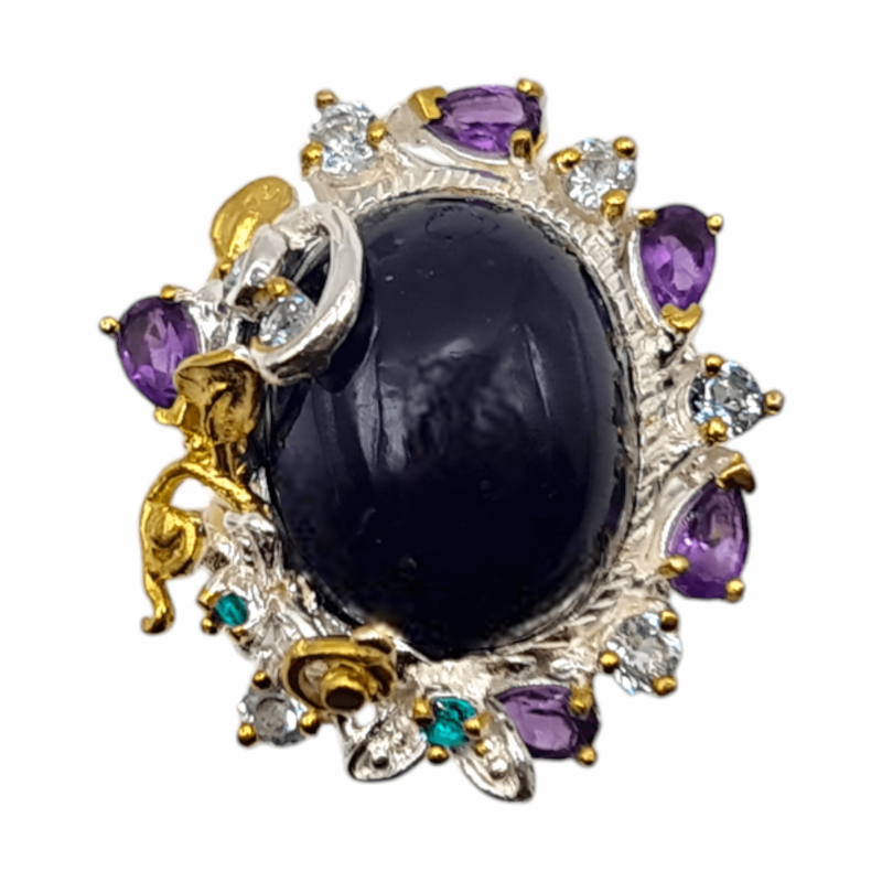 Inel argint cu safir albastru, topaz, ametist si cz - Madammi.ro Inel argint cu safir albastru, topaz, ametist si cz - Madammi.ro