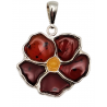 Pandantiv din argint cu montura de chihlimbar multicolor - floare de mar