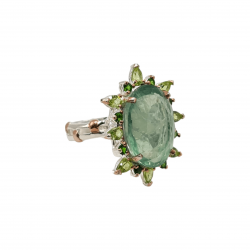 Inel argint cu fluorit, peridot si crom diopsid - Madammi.ro