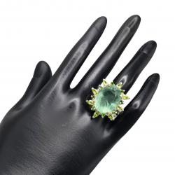 Inel argint cu fluorit, peridot si crom diopsid - Madammi.ro