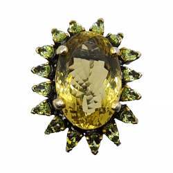 Inel argint cu cuart lemon si peridot - Madammi.ro