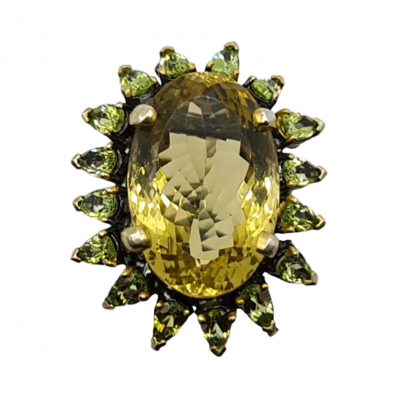 Inel argint cu cuart lemon si peridot - Madammi.ro Inel argint cu cuart lemon si peridot - Madammi.ro