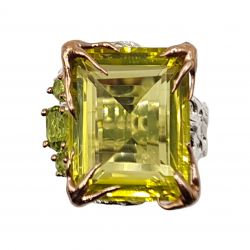 Inel argint cu cuart lemon 27ct si peridot - Madammi.ro