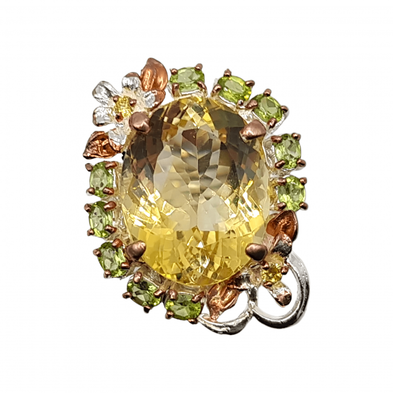 Inel argint cu cuart lemon si peridot - Madammi.ro Inel argint cu cuart lemon si peridot - Madammi.ro