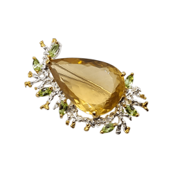 Brosa din argint cu citrin 34ct si peridot - Madammi.ro