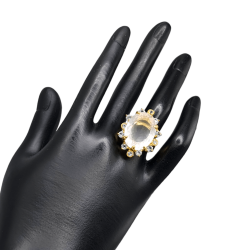 Inel argint cu cuart roz si topaz - Madammi.ro