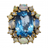 Inel argint cu topaz albastru, opal si cz - Madammi.ro