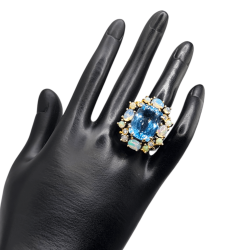 Inel argint cu topaz albastru, opal si cz - Madammi.ro