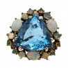 Inel argint cu topaz albastru, opal si cz - Madammi.ro