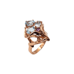 Inel din argint cu sky blue topaz si ametist - Madammi.ro