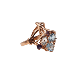 Inel din argint cu sky blue topaz si ametist - Madammi.ro