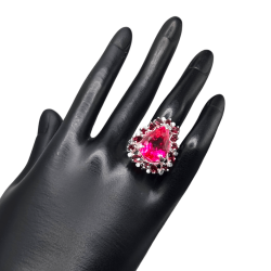 Inel argint cu topaz roz si rodolit - Madammi.ro