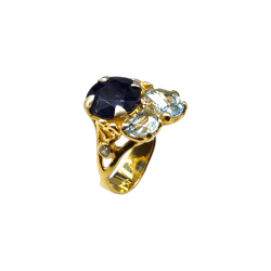 Inel argint cu safir, topaz si cz - Madammi.ro