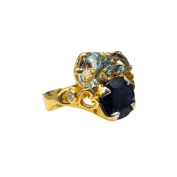 Inel argint cu safir, topaz si cz - Madammi.ro
