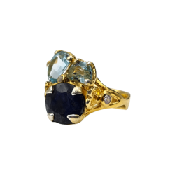 Inel argint cu safir, topaz si cz - Madammi.ro