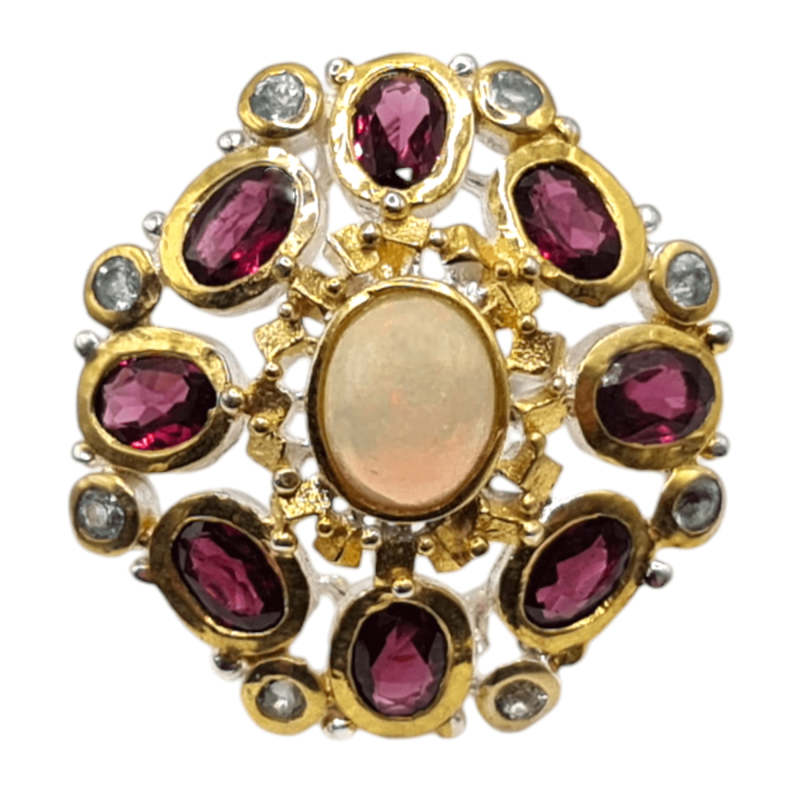 Inel argint cu opal, rodolit si topaz - Madammi.ro Inel argint cu opal, rodolit si topaz - Madammi.ro