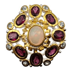 Inel argint cu opal, rodolit si topaz - Madammi.ro