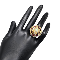 Inel argint cu opal, rodolit si topaz - Madammi.ro