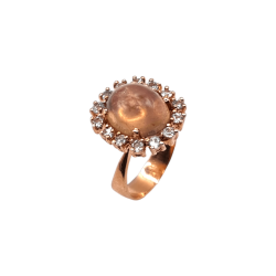 Inel argint cu safir champagne si cz - Madammi.ro