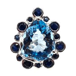 Inel argint cu topaz albastru si safir - Madammi.ro