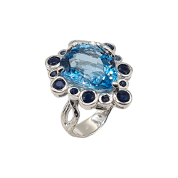 Inel argint cu topaz albastru si safir - Madammi.ro