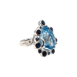 Inel argint cu topaz albastru si safir - Madammi.ro