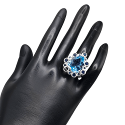 Inel argint cu topaz albastru si safir - Madammi.ro