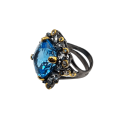 Inel argint cu topaz albastru 27ct- Madammi.ro
