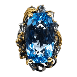 Inel argint cu topaz albastru, safir si cz - Madammi.ro