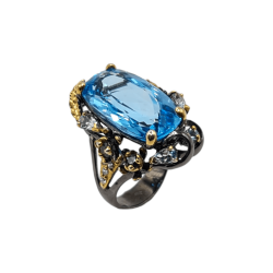 Inel argint cu topaz albastru, safir si cz - Madammi.ro