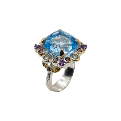 Inel din argint cu swiss blue topaz - Madammi.ro
