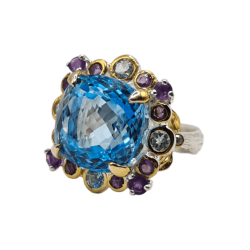 Inel din argint cu swiss blue topaz - Madammi.ro